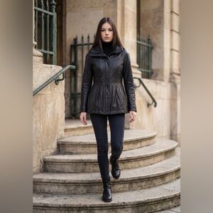 Geren Ford Black Leather Zip-Front Jacket (never been worn)